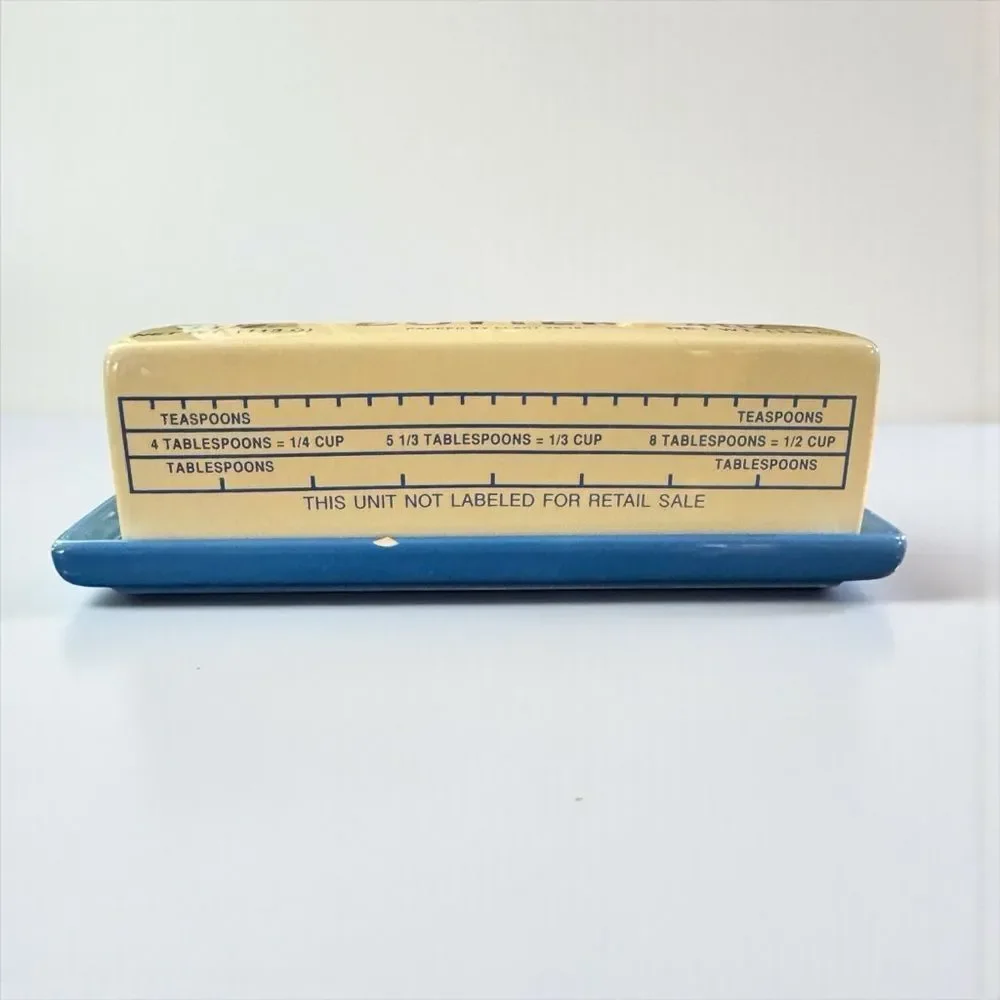 Ceramic Butter Dish with Yellow Butter Stick Design and Blue Base